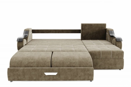 Диван Угловой Дубаи-2 (Пружинный Блок) с Оттоманкой и Ножками-Кубышками (Ш-2750 х Г-1600 х В-750 мм)/Разные Цвета