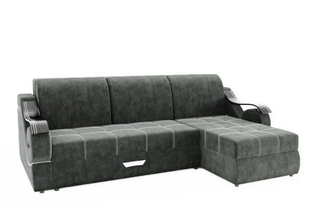 Диван Угловой Дубаи-2 (Пружинный Блок) с Оттоманкой и Ножками-Кубышками (Ш-2750 х Г-1600 х В-750 мм)/Разные Цвета