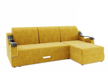 Диван Угловой Дубаи-2 (Пружинный Блок) с Оттоманкой и Ножками-Кубышками (Ш-2750 х Г-1600 х В-750 мм)/Разные Цвета