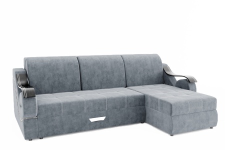 Диван Угловой Дубаи-2 (Пружинный Блок) с Оттоманкой и Ножками-Кубышками (Ш-2750 х Г-1600 х В-750 мм)/Разные Цвета