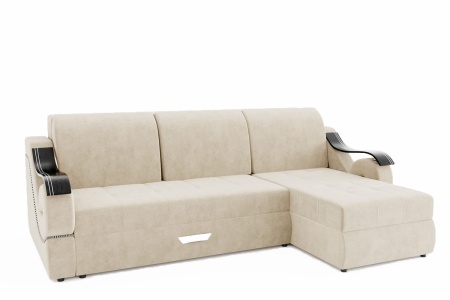 Диван Угловой Дубаи-2 (Пружинный Блок) с Оттоманкой и Ножками-Кубышками (Ш-2750 х Г-1600 х В-750 мм)/Разные Цвета